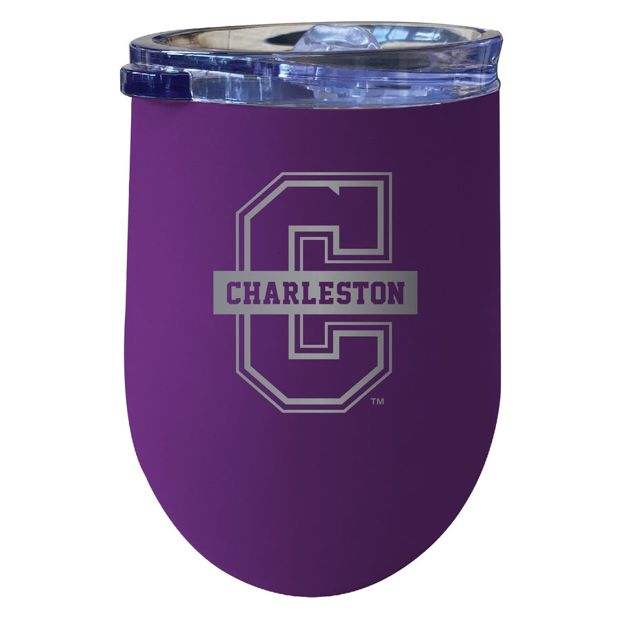 College of Charleston 12oz Laser Etched Insulated Wine Stainless Steel Tumbler Image 1