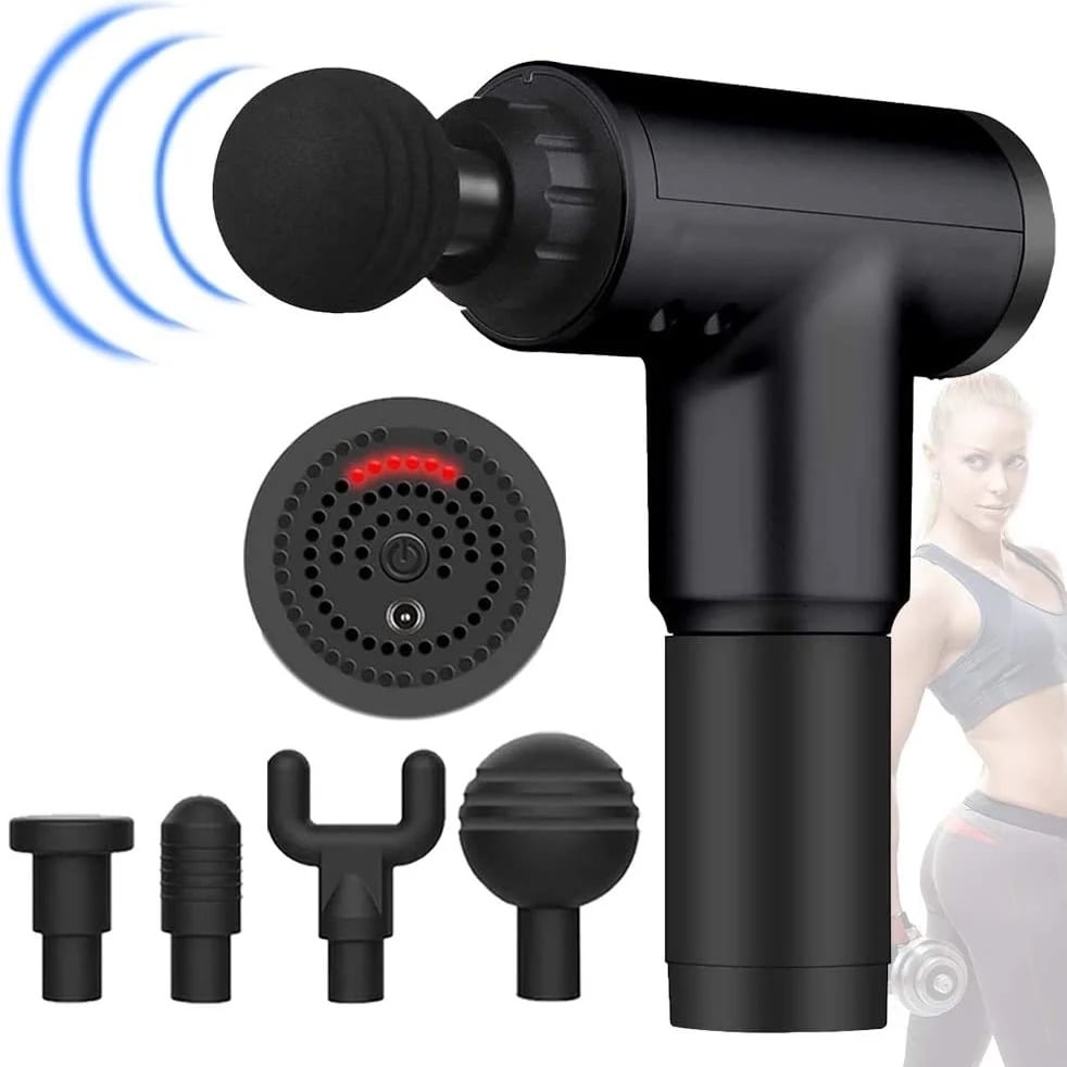 Deep Tissue Massage Gun with 4 Interchangeable HeadsPortable Percussion Muscle Massager for Athletes Pain Relief Image 3