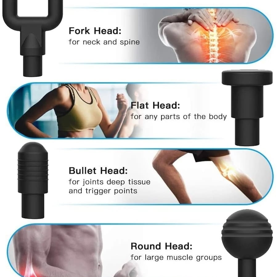 Deep Tissue Massage Gun with 4 Interchangeable HeadsPortable Percussion Muscle Massager for Athletes Pain Relief Image 4