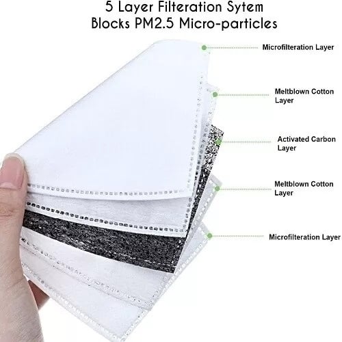 10-Pack PM2.5 Activated Carbon Mask Filters Washable Anti Pollution Breathing Image 4