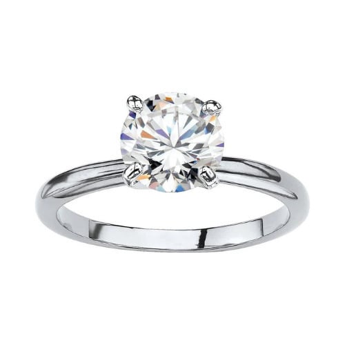 18K White Gold Moissanite Round 4ct Engagement Wedding Ring Plated Image 1