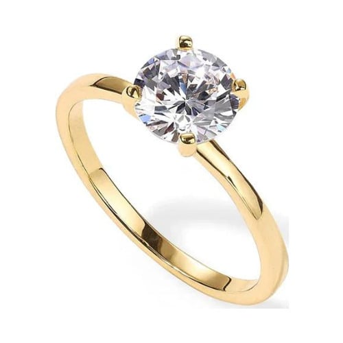 18K Yellow Gold Plated Moissanite Round 1ct Engagement Wedding Ring for Women Image 1