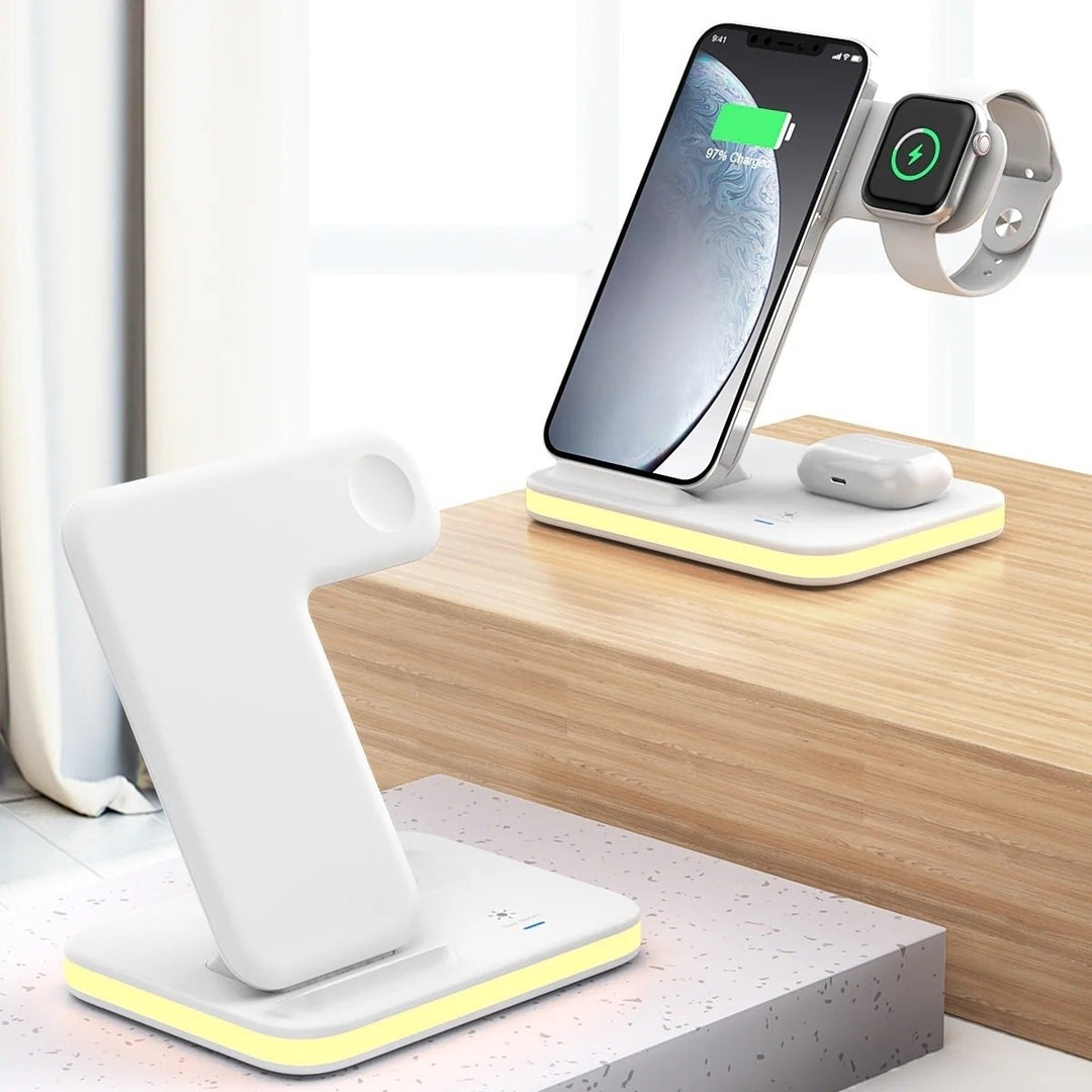 LuminCharge Pro 4-in-1 Wireless Charging Stand Night Light Qi Compatible Black Image 3