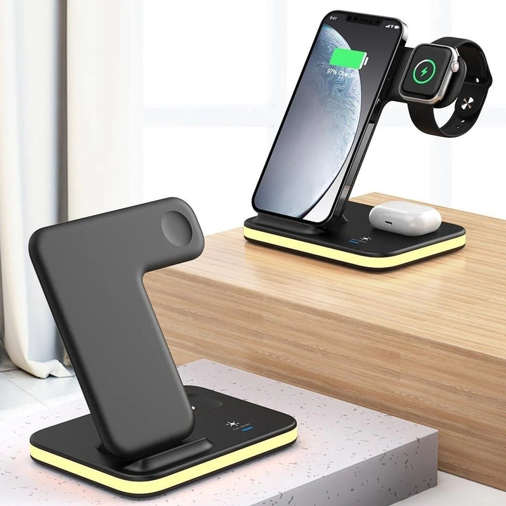 LuminCharge Pro 4-in-1 Wireless Charging Stand Night Light Qi Compatible Black Image 7