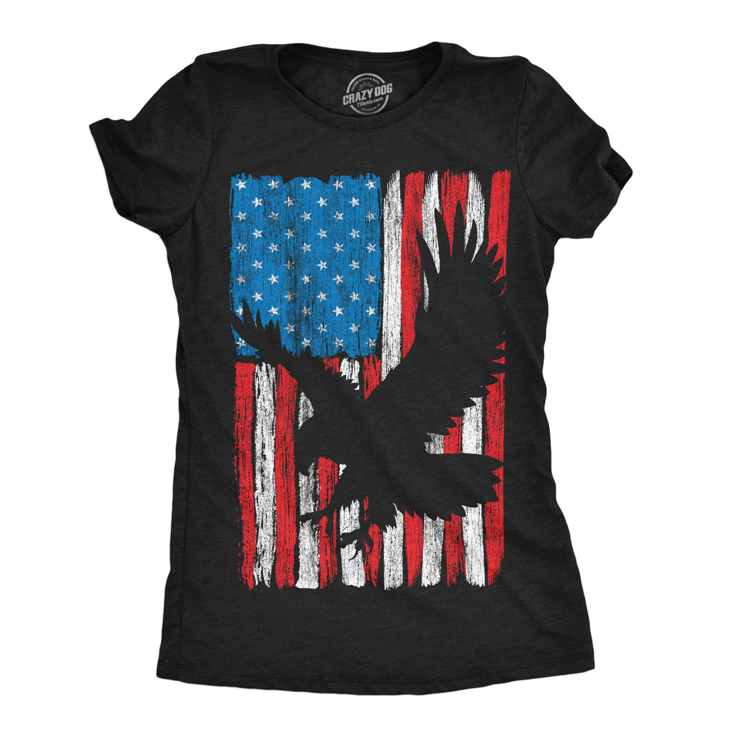 Womens Eagle In Flag Awesome T Shirt Fourth Of July Graphic Tee For Ladies Image 1