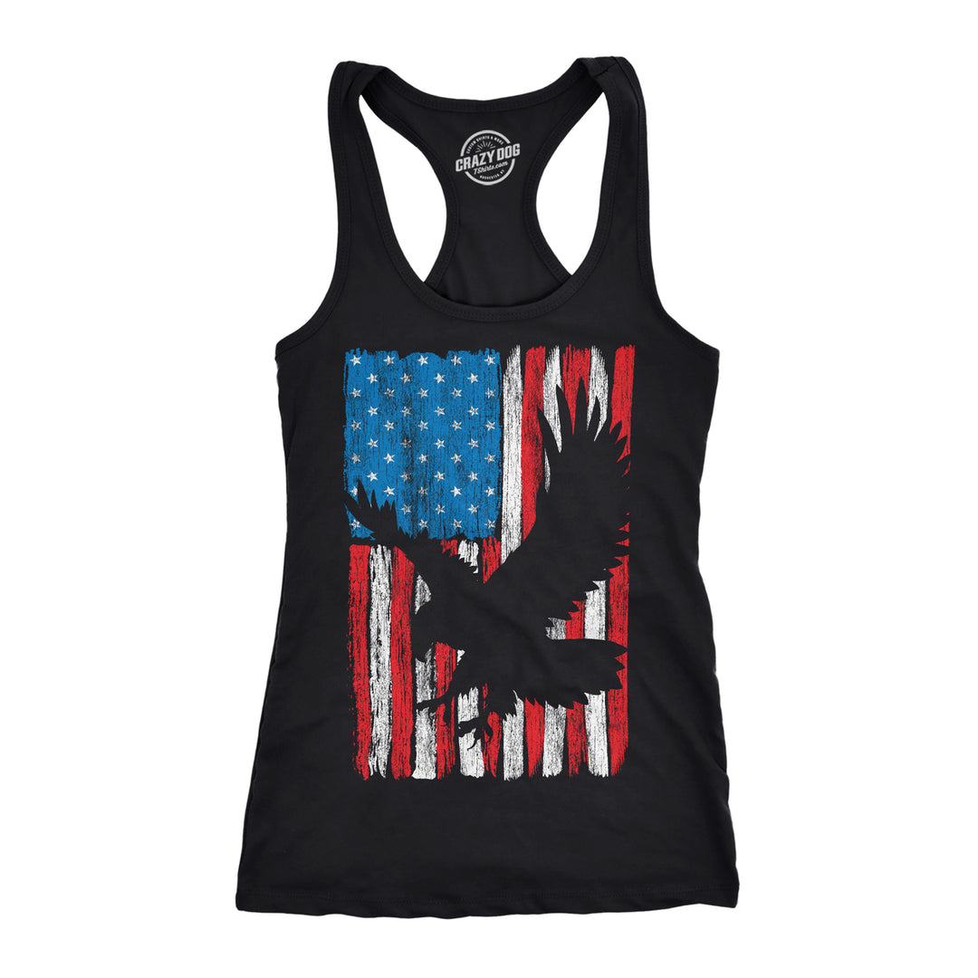 Womens Eagle In Flag Fitness Tank Awesome Fourth Of July Graphic Tanktop For Ladies Image 1