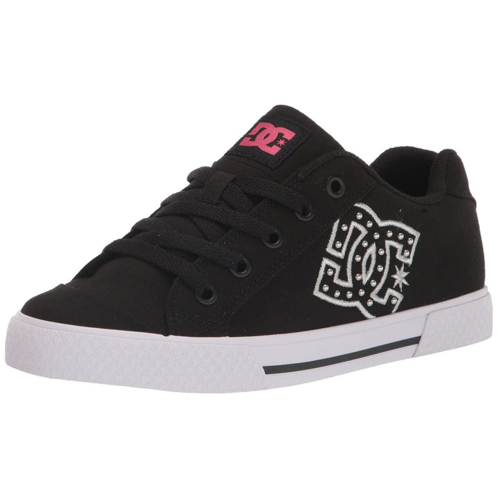 DC Womens Chelsea Low Top Casual Skate Shoe BLACK/ZEBRA Image 2