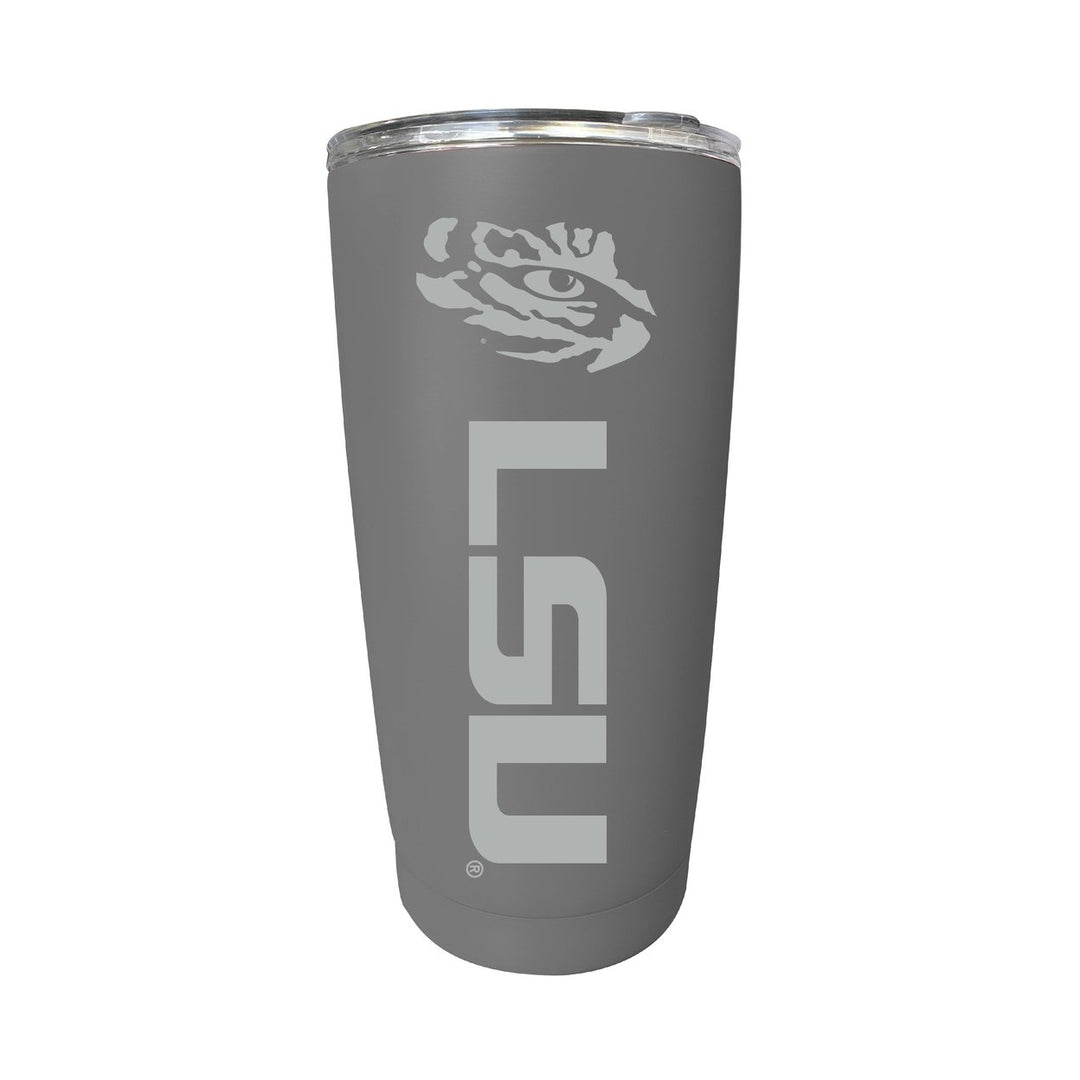 LSU Tigers 16 oz Stainless Steel Etched Tumbler - Choose Your Color Image 2