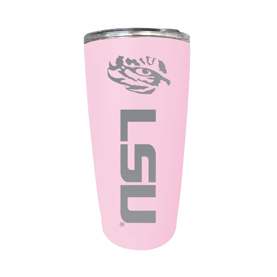 LSU Tigers 16 oz Stainless Steel Etched Tumbler - Choose Your Color Image 4