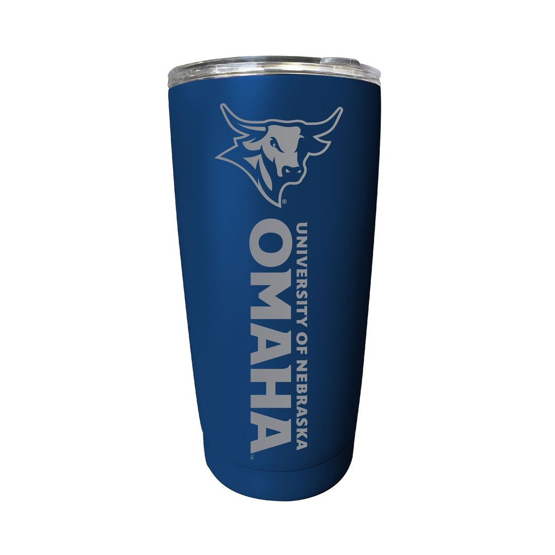 Nebraska at Omaha 16 oz Stainless Steel Etched Tumbler - Choose Your Color Image 1