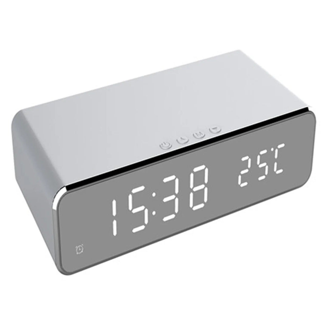 LED Alarm Clock Wireless Charging Qi Certified USB Port Temp Display Home Office Image 3