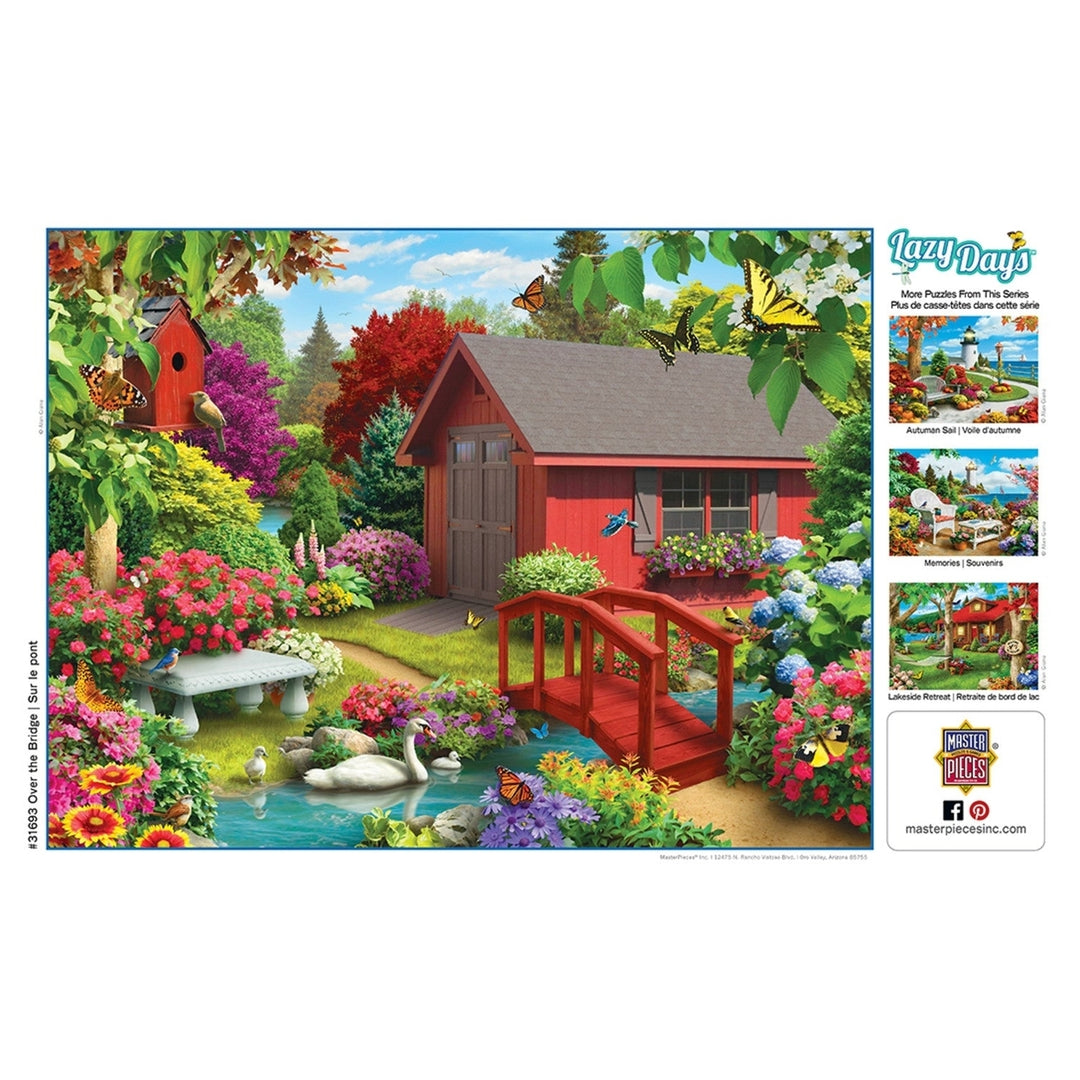 MasterPieces 750 Piece Jigsaw Puzzle Lazy Days Garden Bridge Red Cottage Image 4