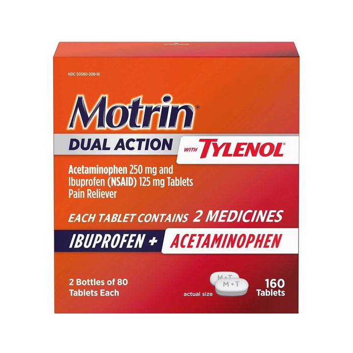 Motrin Dual Action with Tylenol Ibuprofen and Acetaminophen 80 Count (Pack of 2) Image 1