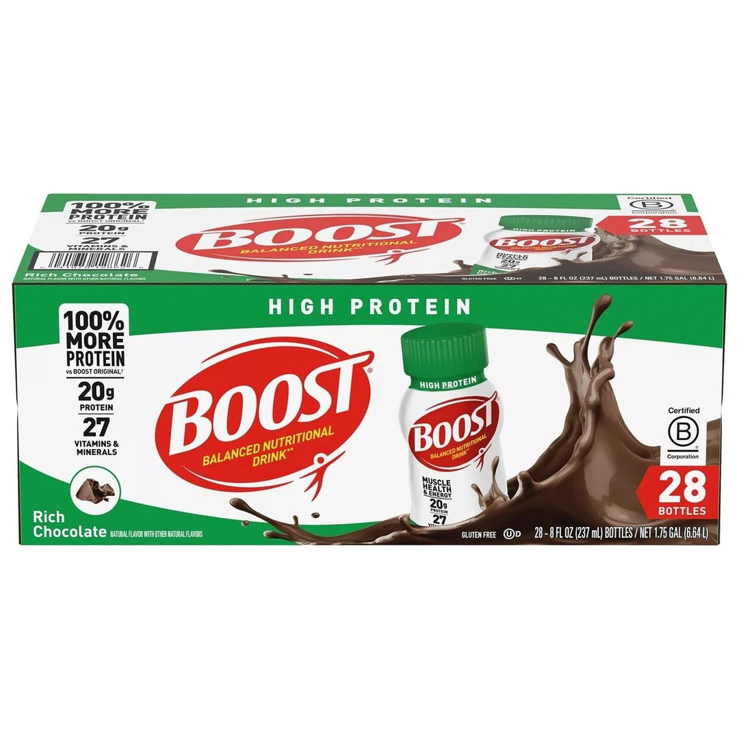 BOOST 20g High Protein Nutritional Drink Chocolate 8 Fluid Ounce (Pack of 28) Image 1