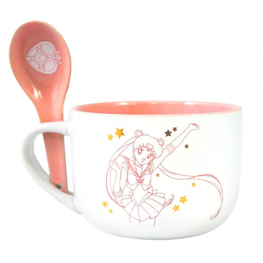 Sailor Moon Bright Stars 12oz Ceramic Soup Mug with Spoon Image 1