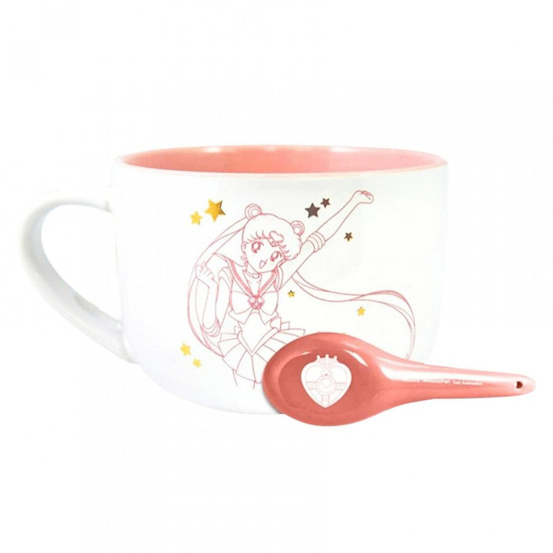 Sailor Moon Bright Stars 12oz Ceramic Soup Mug with Spoon Image 2