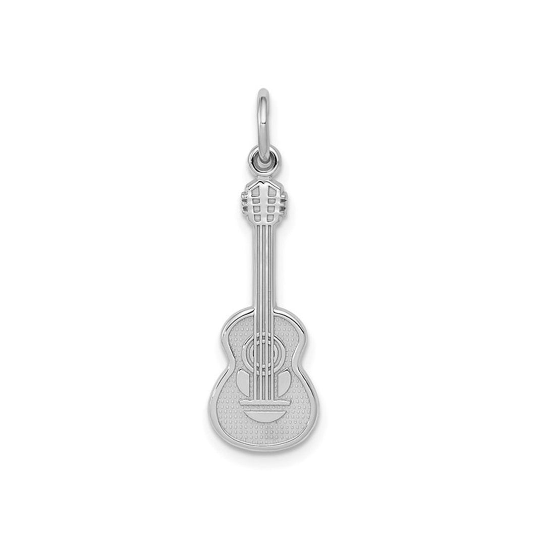 10K Whitw Gold Guitar Charm Pendant (NO CHAIN) Image 1