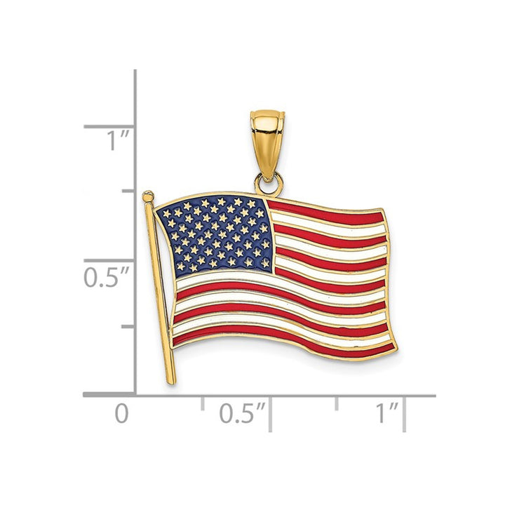 14K Yellow Gold American Flag Charm Pendant (NO CHAIN) Image 3