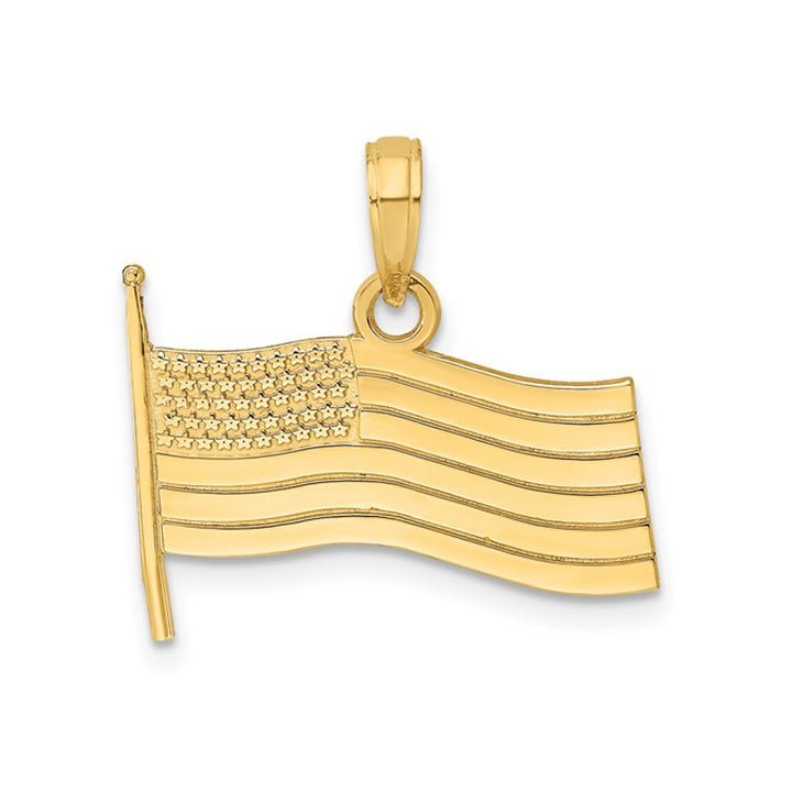 American Flag Pendant Necklace in 14K Yellow Gold (NO CHAIN) Image 1