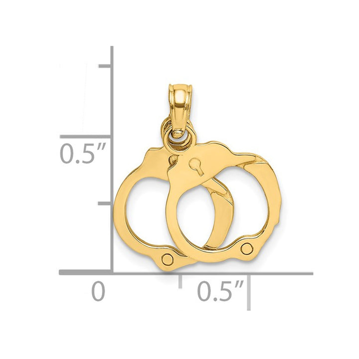 14K Yellow Gold Handcuffs Charm Pendant (NO CHAIN) Image 2