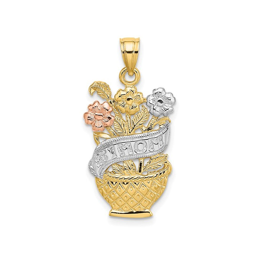 14K Yellow Gold Mom Flower Basket Pendant (NO CHAIN) Image 1