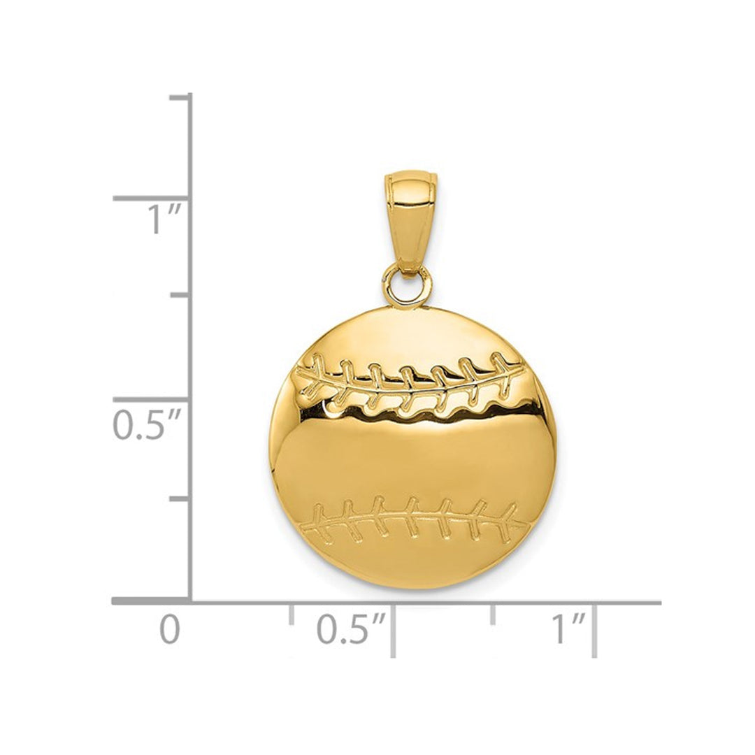 14K Yellow Gold Baseball Charm Pendant (NO CHAIN) Image 4