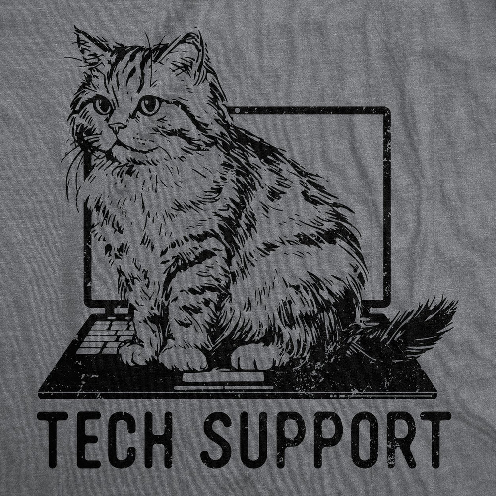 Womens Tech Support Funny T Shirts Cute Kitten Graphic Tee For Ladies Image 2