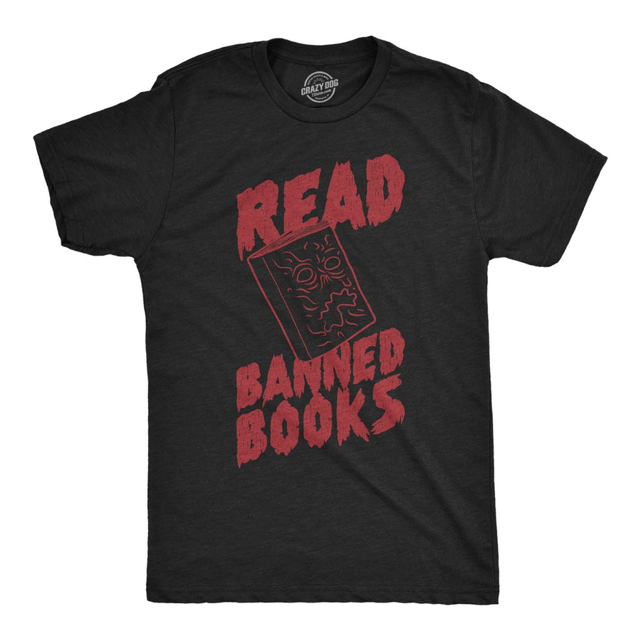 Mens Read Banned Books Funny T Shirt Awesome Reading Lovers Graphic Tee Image 1