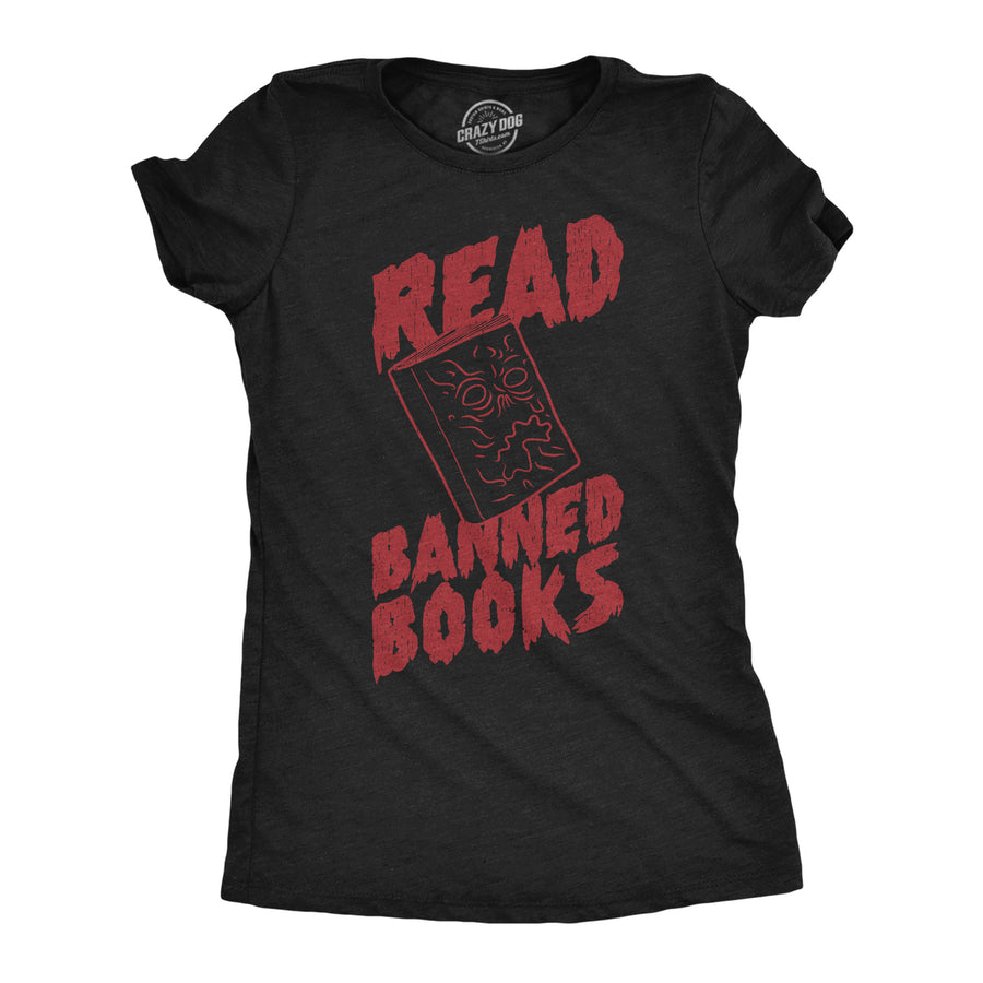 Womens Funny T Shirts Read Banned Books Awesome Reading Lovers Novelty Tee For Ladies Image 1