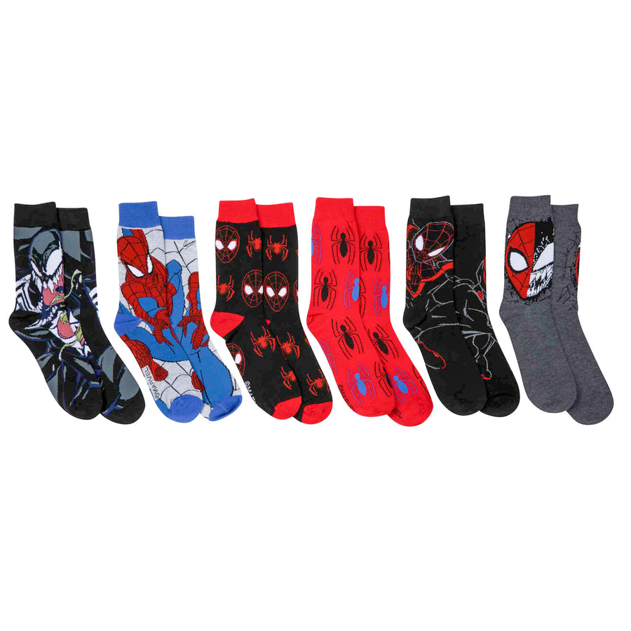 Spider-Man and Venom 6-Pack Crew Socks Image 1