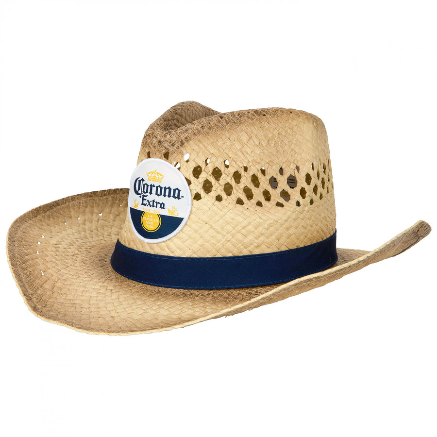 Corona Extra Logo Blue Band Straw Cowboy Hat Image 1