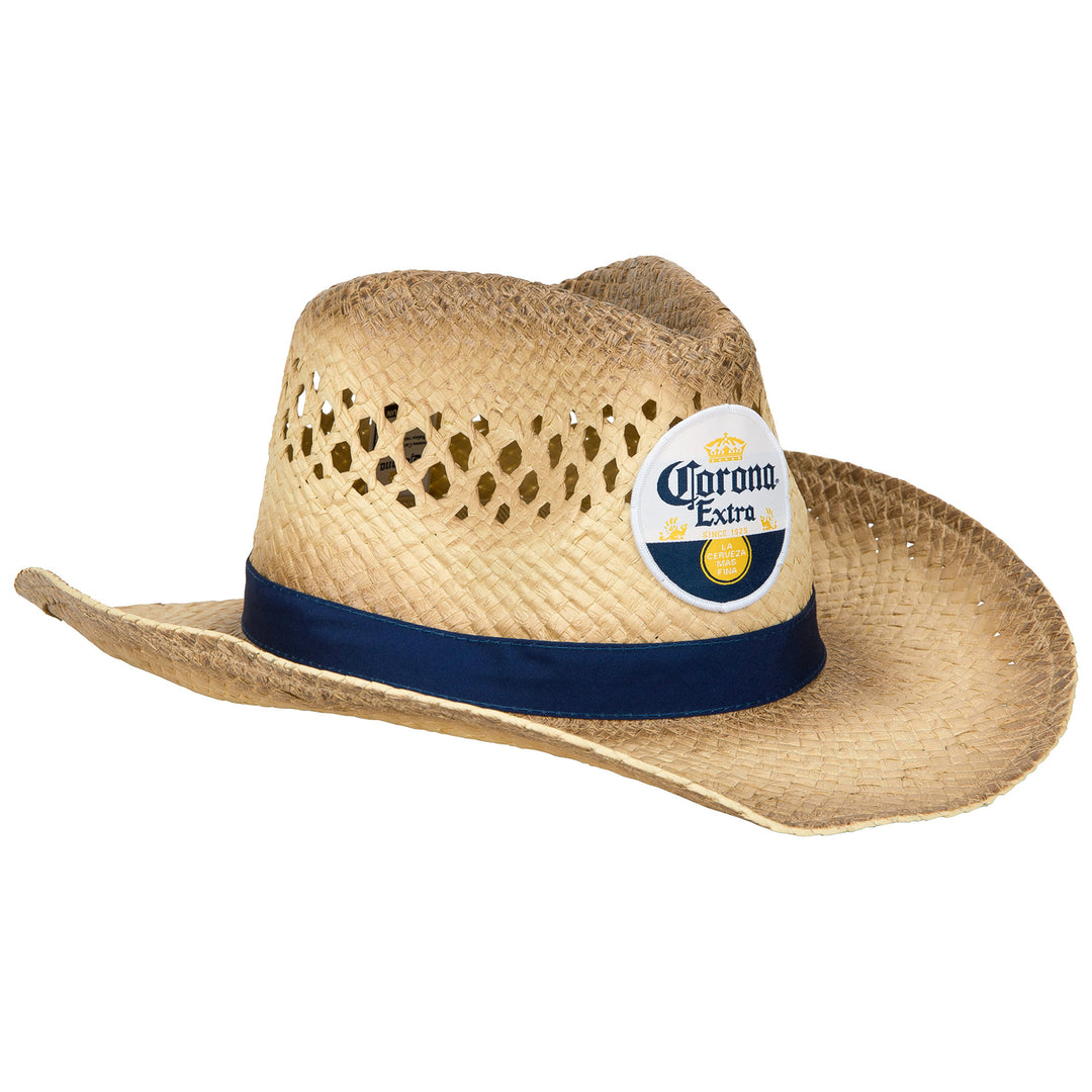 Corona Extra Logo Blue Band Straw Cowboy Hat Image 3