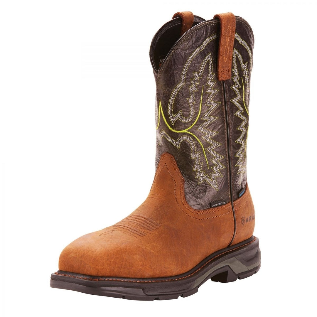 ARIAT WORK Mens 11" WorkHog XT Carbon Toe Waterproof Work Boot Tumbled Bark - 10024966 ONE SIZE BRK/ FOREST Image 1