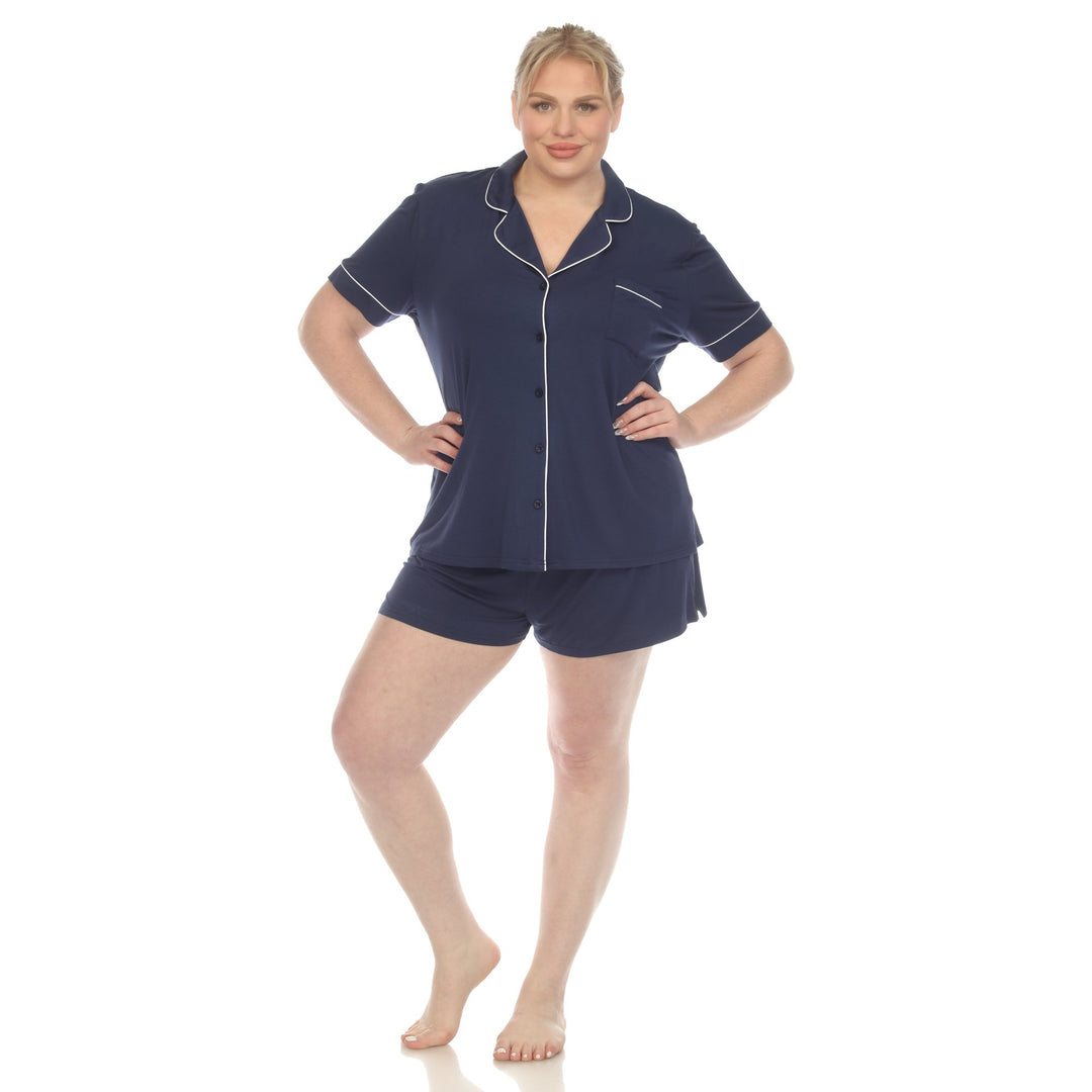 White Mark Womens Solid Short Pajama Set Image 6