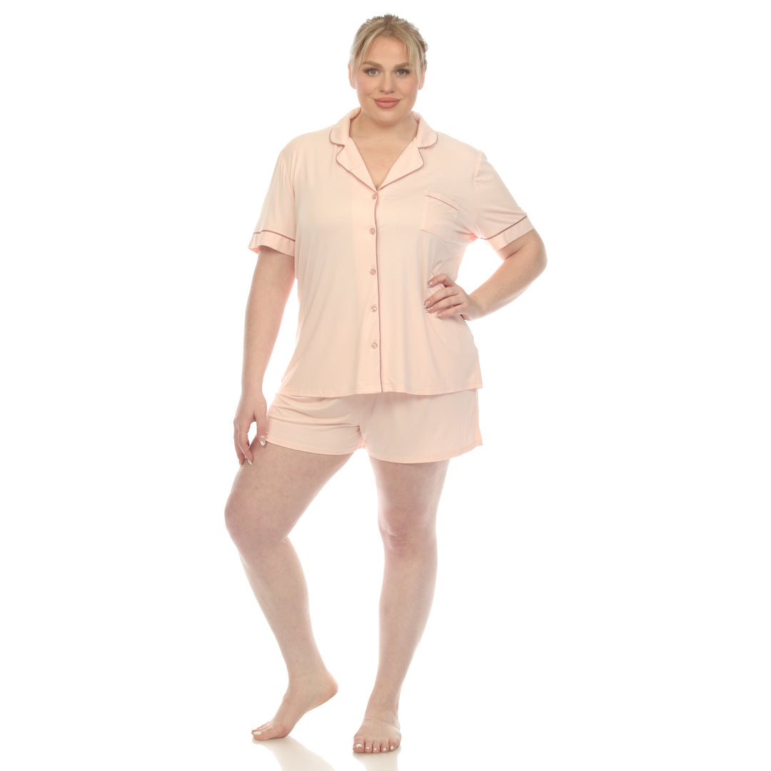 White Mark Womens Solid Short Pajama Set Image 1