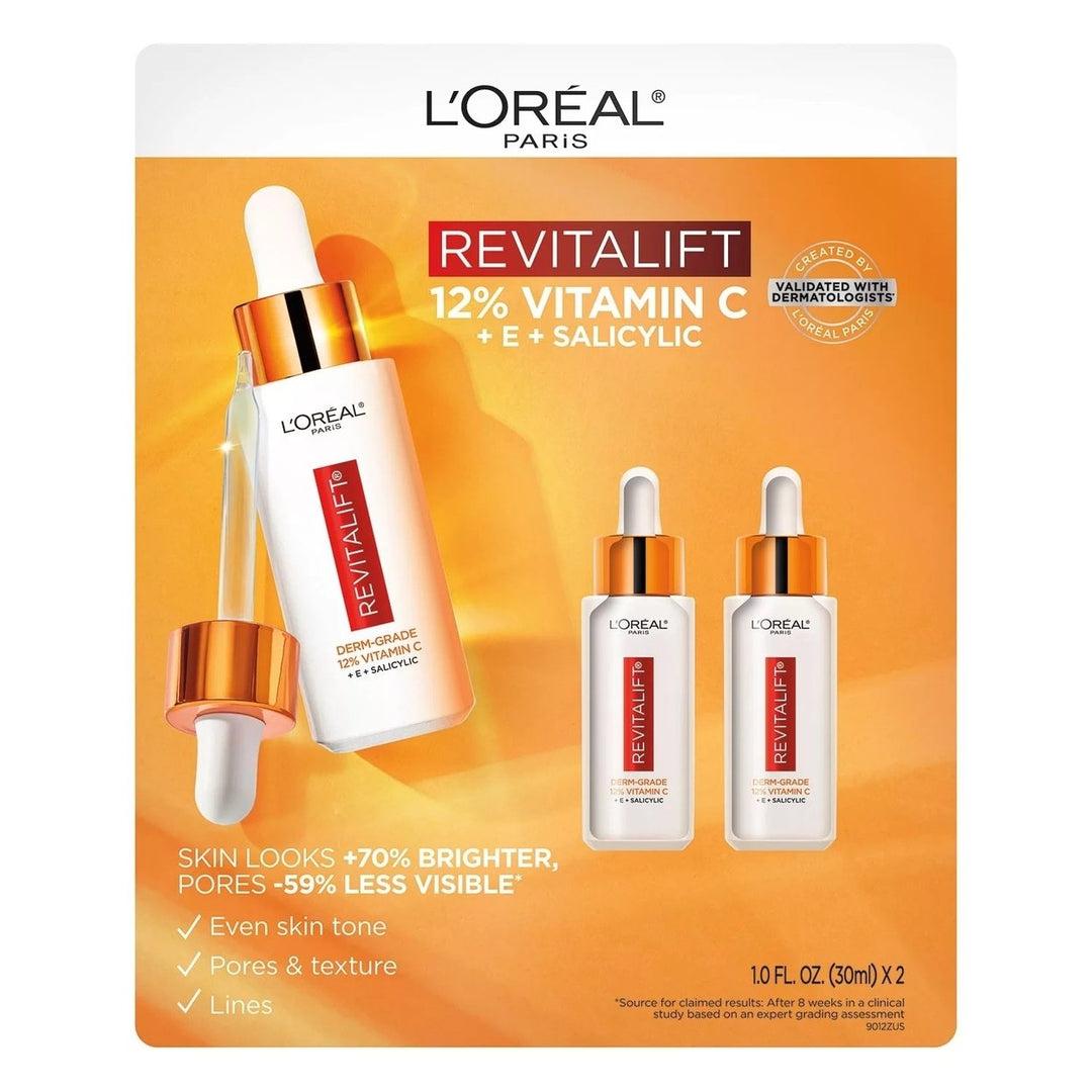 LOreal Revitalift 12% Pure Vitamin CESalicylic Acid Serum1 Fl Oz (2 Pack) Image 1