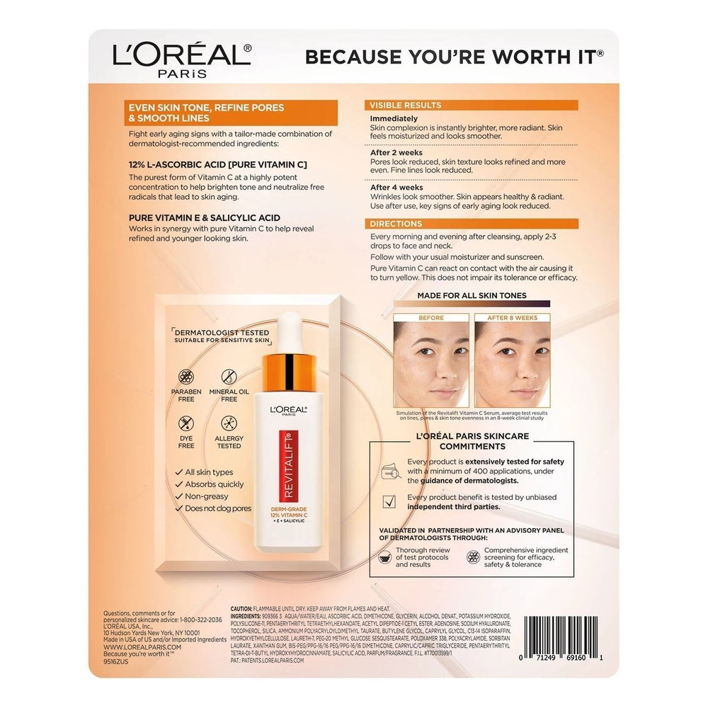 LOreal Revitalift 12% Pure Vitamin CESalicylic Acid Serum1 Fl Oz (2 Pack) Image 2