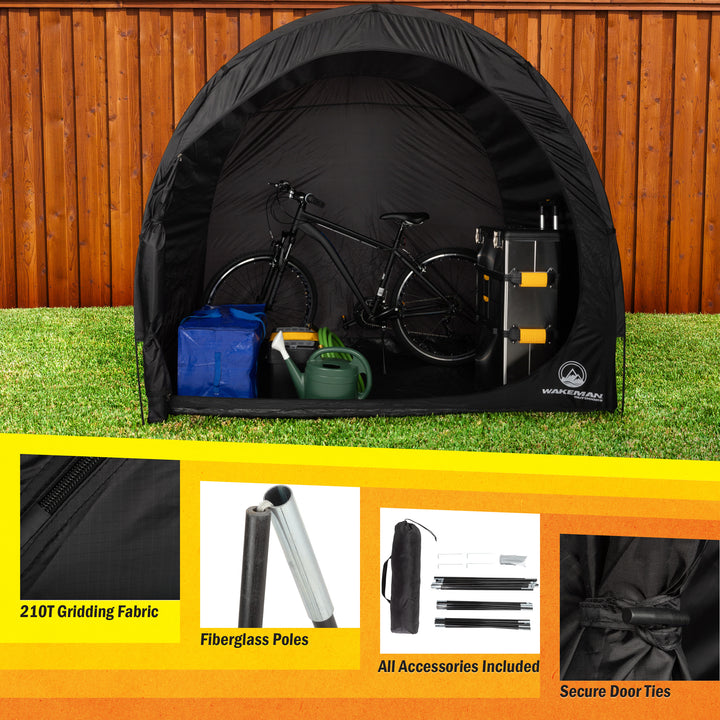 Bike Storage Shed 6.5x4x5.3 Waterproof UV Resistant Tent for 3 Bicycles Black Image 4