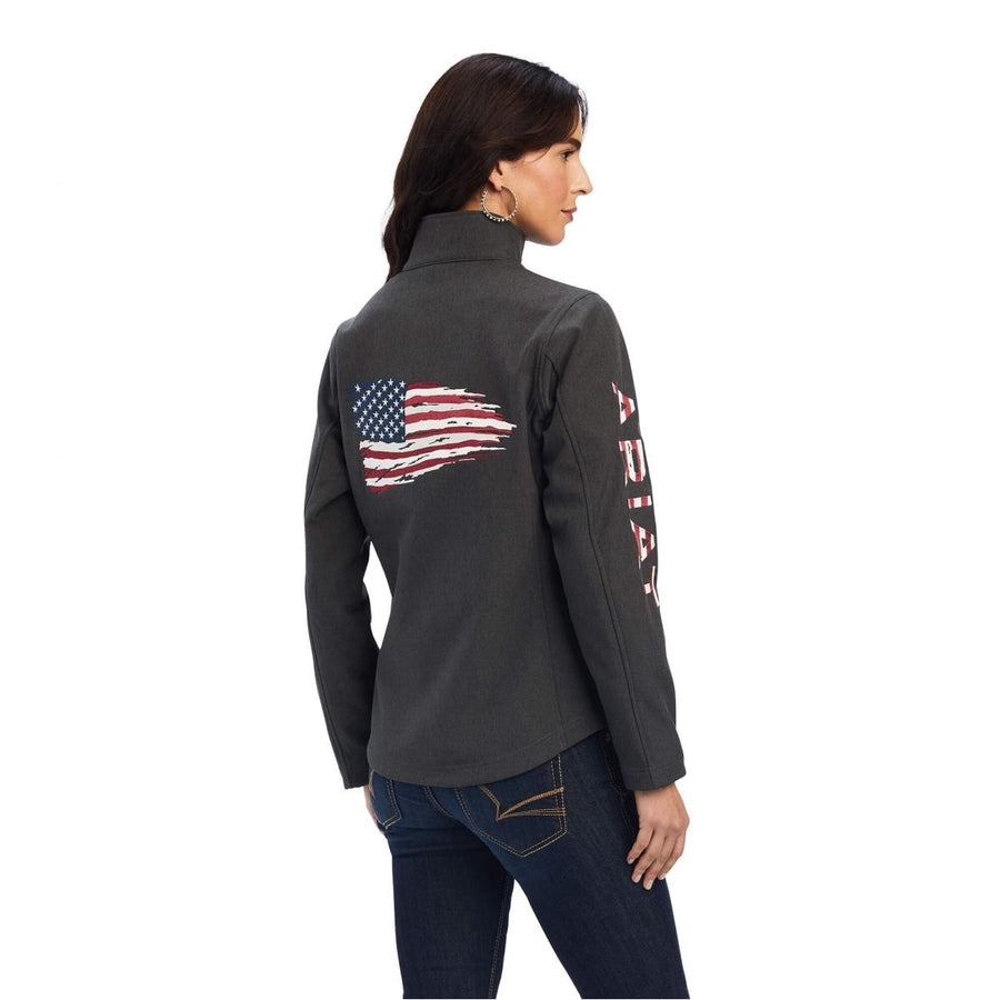 Ariat Team Patriot USA Flag Jacket Charcoal Heather Womens 10041438 Size Options Image 1