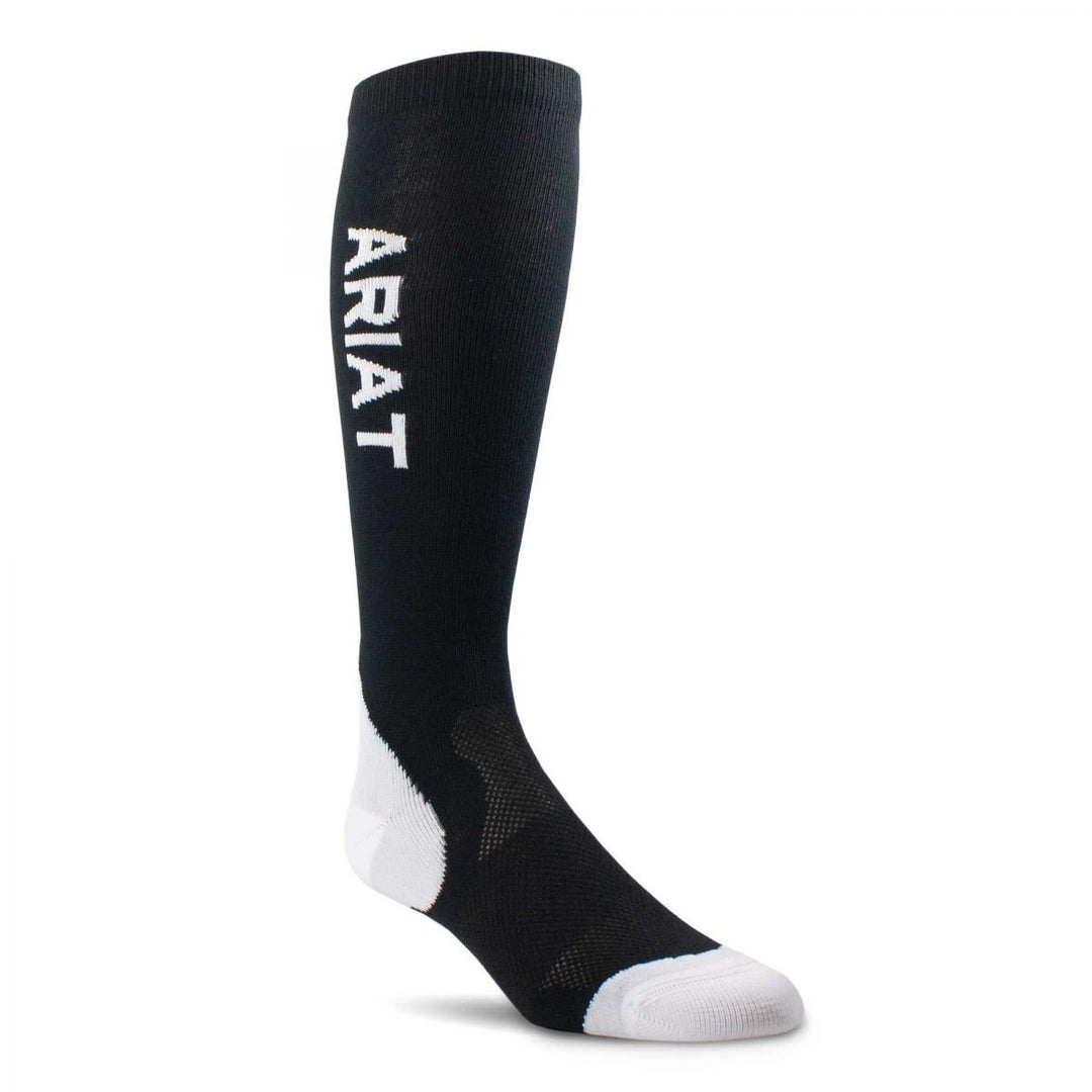 Ariat Performance Socks Unisex Black White One Size 10021154 Moisture Wicking Image 1