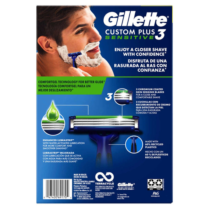 Gillette Custom Plus3 Disposable Razors Sensitive 30 Count Image 2