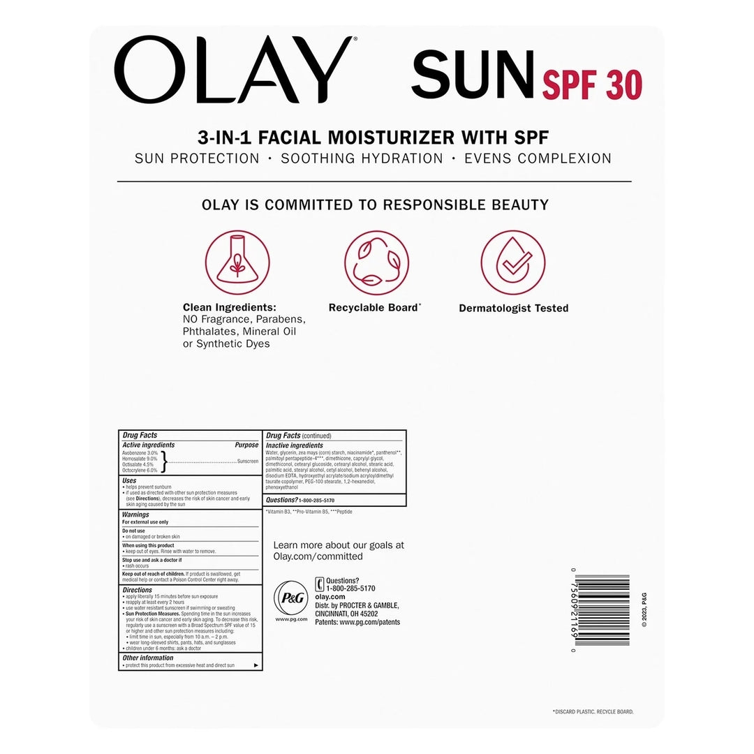 Olay Sun Hydrating 3-in-1 Facial Moisturizer with SPF 30 1.7 Fl Oz (Pack of 2) Image 2