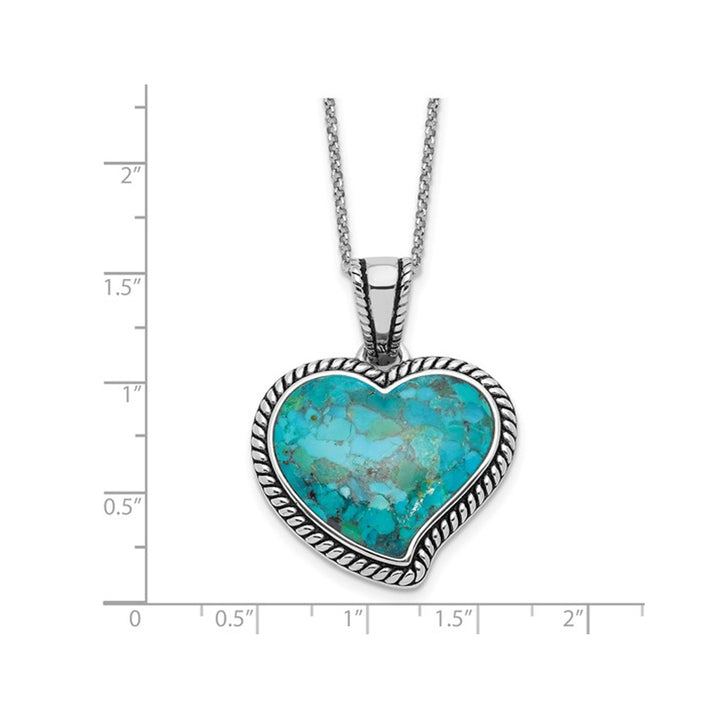 Turquoise Heart Pendant Necklace in Sterling Silver with Chain (16 inches) Image 3