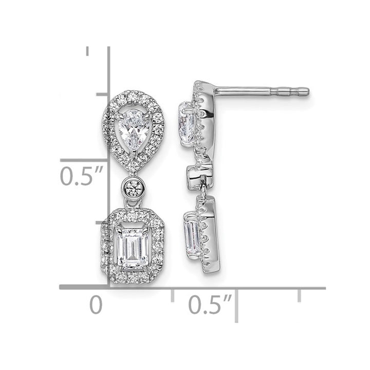 7/8 Carat (ctw) Lab-Grown Diamond Halo Dangle Earrings in 14K White Gold Image 4