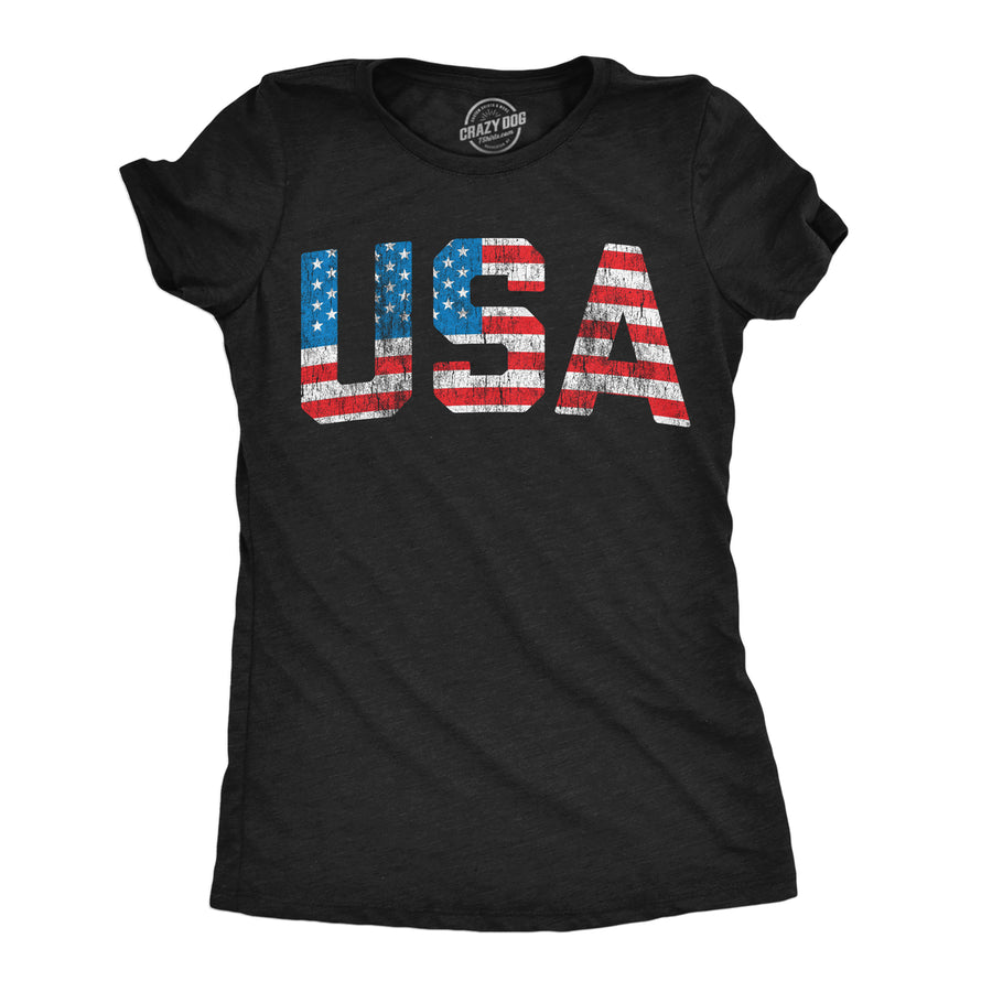 Womens Vintage USA T Shirt Awesome Fourth Of July Graphic Tee For Ladies Image 1