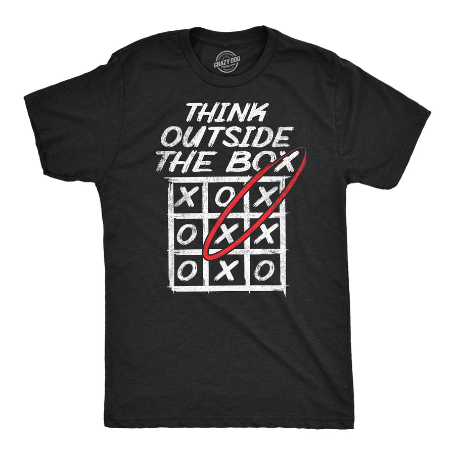 Mens Funny T Shirts Think Outside The Box Sarcastic Graphic Tee For Men Image 1