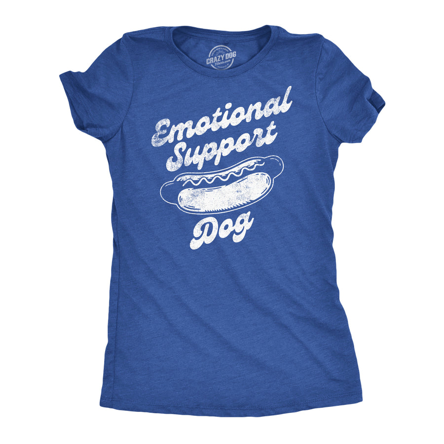 Womens Funny T Shirts Emotional Support Dog Sarcastic Hotdog Graphic Tee Image 1