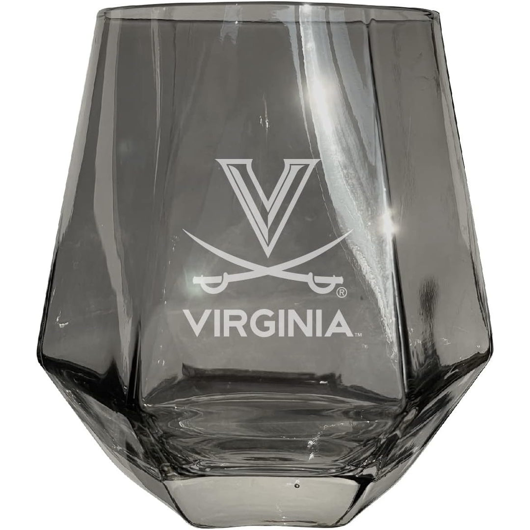 Virginia Cavaliers Tigers Etched Diamond Cut 10 oz Stemless Wine Glass - NCAA Licensed Image 1