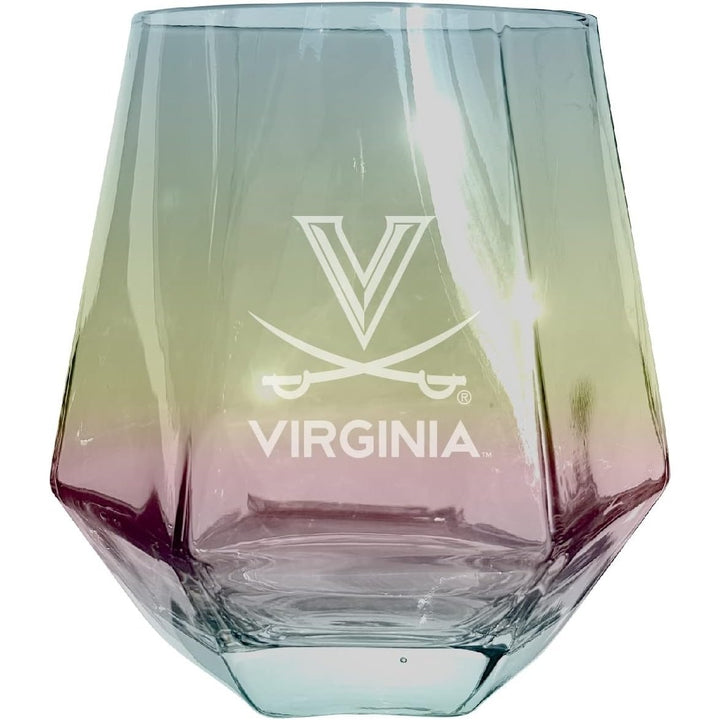 Virginia Cavaliers Tigers Etched Diamond Cut 10 oz Stemless Wine Glass - NCAA Licensed Image 1