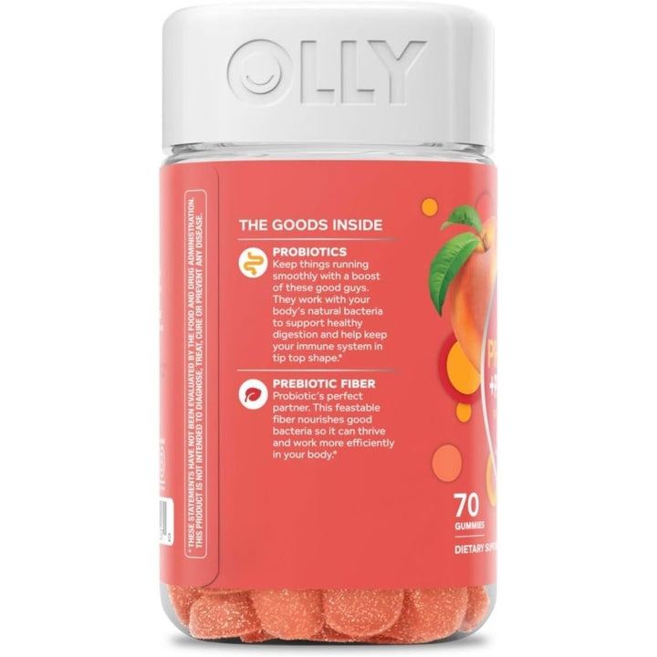 OLLY Adult Probiotic + Prebiotic Digestive Support Gummy Peach (70 Count) Image 4